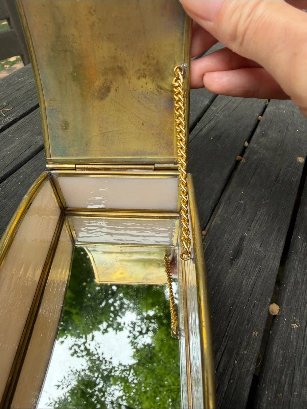 Vintage 1992 Precious Moments Brass Stained Glass Box Style